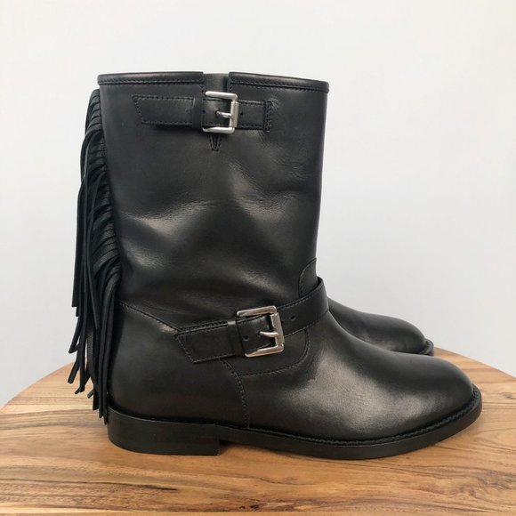 New Michael Kors Collection Ingrid Fringe Leather Moto Western Rock & Roll Boots - Picture 5 of 15